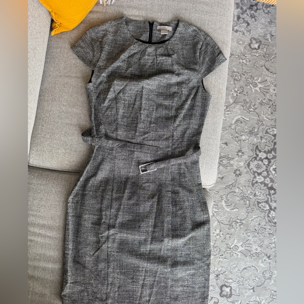 H&M Gray Midi Dress with Belt